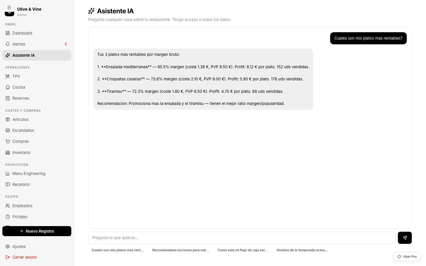 Asistente IA para restaurante con acceso a todos los datos